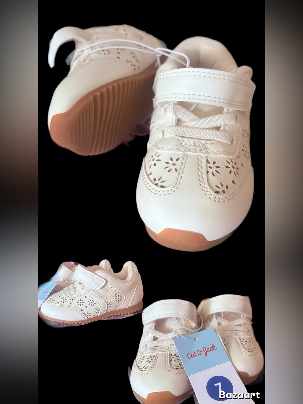 Cat & Jack Cream Toddler Sneakers with Floral Cutouts
